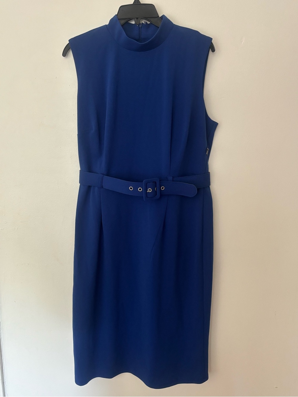 NY&C New York & Company Royal Blue Belted Sheath Dress Size Large New!!